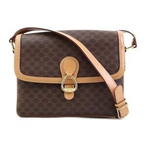 Celine Shoulder Bag Brown Macadam Coated Canvas